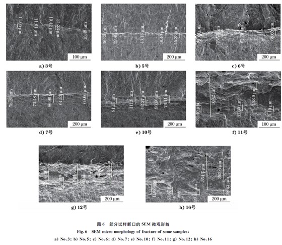 圖６ 部分試樣斷口的SEM 微觀(guān)形貌