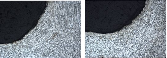 圖14-44 螺栓頭下圓角處無(wú)缺陷組織圖14-45 螺栓頭下圓角處無(wú)缺陷組織 圖14-44 螺栓頭下圓角處無(wú)缺陷組織圖14-45 螺栓頭下圓角處無(wú)缺陷組織